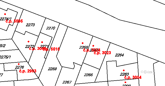 Chomutov 3024 na parcele st. 2268 v KÚ Chomutov II, Katastrální mapa