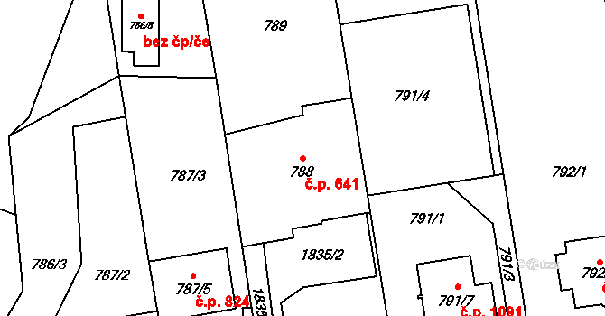 Kylešovice 641, Opava na parcele st. 788 v KÚ Kylešovice, Katastrální mapa