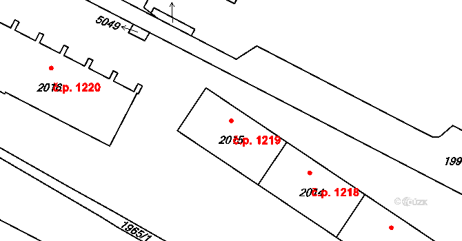 Město 1219, Havířov na parcele st. 2015 v KÚ Havířov-město, Katastrální mapa