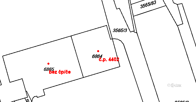 Zlín 4402 na parcele st. 6864 v KÚ Zlín, Katastrální mapa
