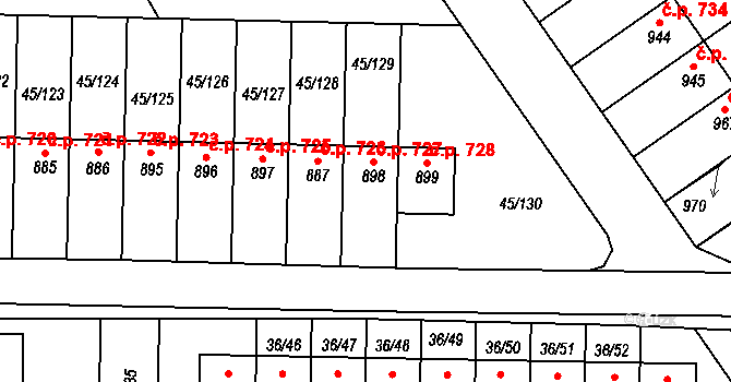 Hovorčovice 727 na parcele st. 898 v KÚ Hovorčovice, Katastrální mapa