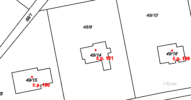 Dolní Datyně 181, Havířov na parcele st. 49/14 v KÚ Dolní Datyně, Katastrální mapa