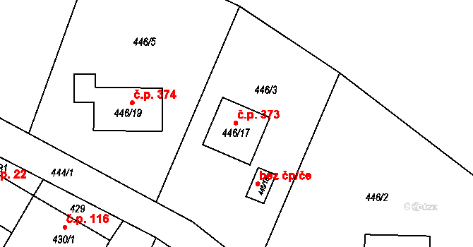 Pudlov 373, Bohumín na parcele st. 446/17 v KÚ Pudlov, Katastrální mapa