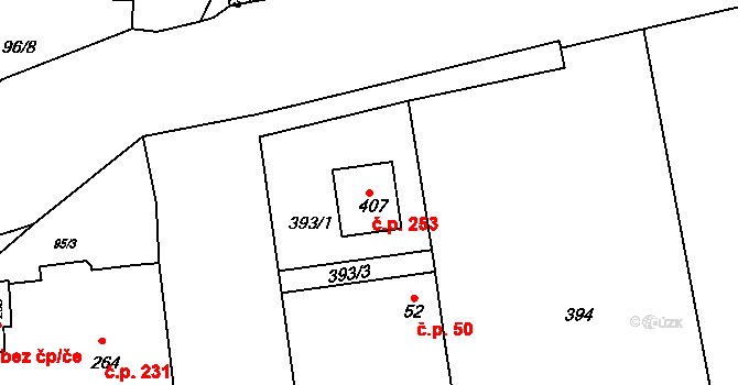 Mlékojedy 253, Neratovice na parcele st. 407 v KÚ Mlékojedy u Neratovic, Katastrální mapa