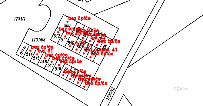 Ostrov u Macochy 41 na parcele st. 506 v KÚ Ostrov u Macochy, Katastrální mapa