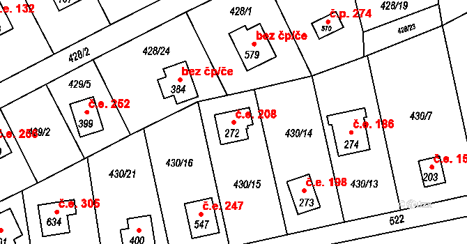 Roudná 208 na parcele st. 272 v KÚ Roudná nad Lužnicí, Katastrální mapa