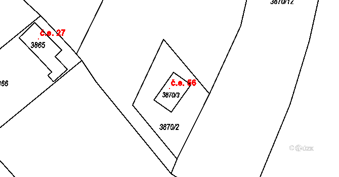 Veselí nad Lužnicí II 56, Veselí nad Lužnicí na parcele st. 3870/3 v KÚ Veselí nad Lužnicí, Katastrální mapa