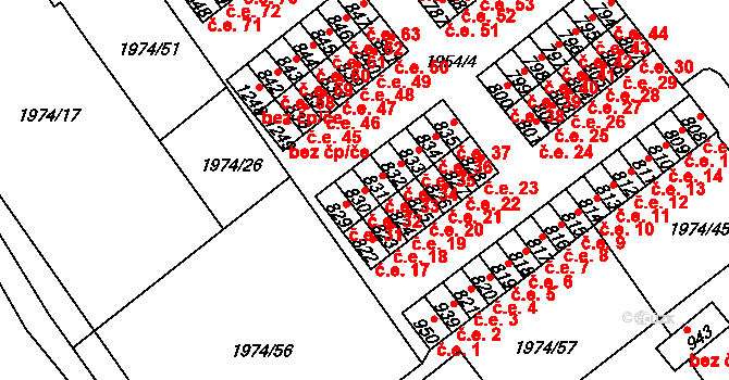 Krupka 32 na parcele st. 830 v KÚ Krupka, Katastrální mapa