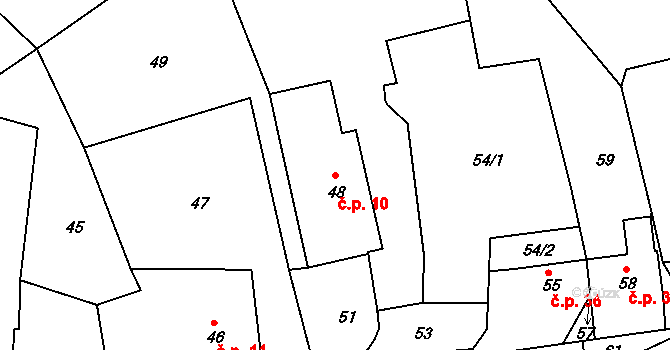 Mirošov 10 na parcele st. 48 v KÚ Mirošov u Bobrové, Katastrální mapa