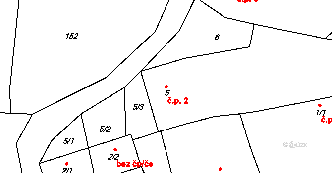 Rojetín 2 na parcele st. 5 v KÚ Rojetín, Katastrální mapa