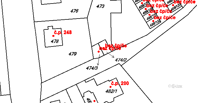 Jablonec nad Nisou 38444909 na parcele st. 474/3 v KÚ Rýnovice, Katastrální mapa