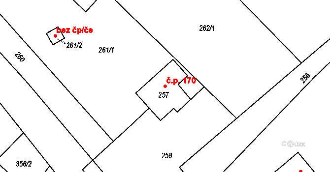 Studénka 38959909 na parcele st. 257 v KÚ Butovice, Katastrální mapa