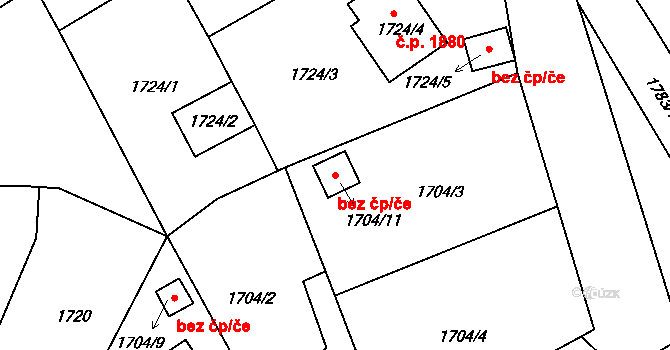 Pelhřimov 39260909 na parcele st. 1704/11 v KÚ Pelhřimov, Katastrální mapa