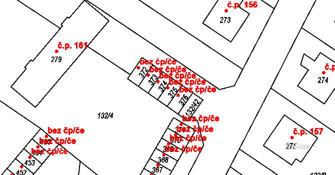 Červené Janovice 43130909 na parcele st. 375 v KÚ Červené Janovice, Katastrální mapa