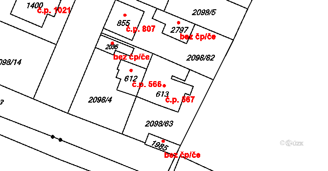 Kateřinky 567, Opava na parcele st. 613 v KÚ Kateřinky u Opavy, Katastrální mapa