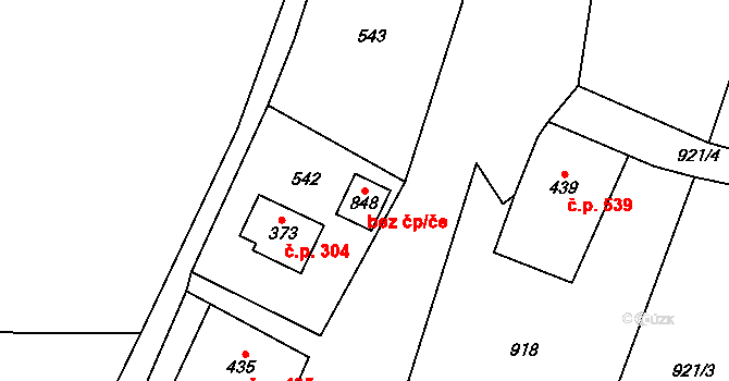 Heřmanovice 46104909 na parcele st. 848 v KÚ Heřmanovice, Katastrální mapa