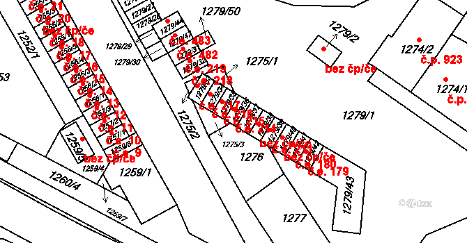 Bučovice 214 na parcele st. 1279/36 v KÚ Bučovice, Katastrální mapa