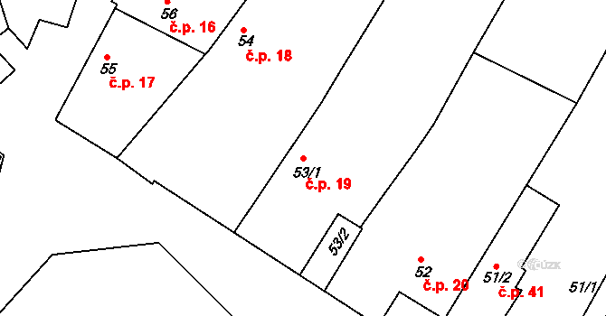 Lhota u Chroustovic 19, Chroustovice na parcele st. 53/1 v KÚ Lhota u Chroustovic, Katastrální mapa