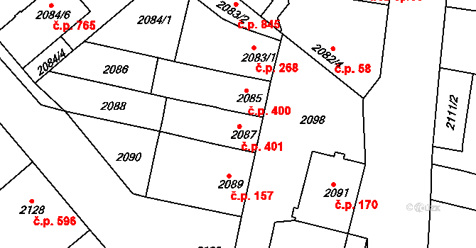 Veselí nad Lužnicí II 401, Veselí nad Lužnicí na parcele st. 2087 v KÚ Veselí nad Lužnicí, Katastrální mapa