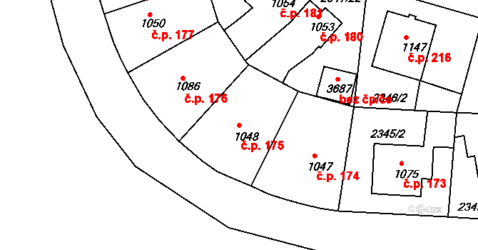 Týnské Předměstí 175, Domažlice na parcele st. 1048 v KÚ Domažlice, Katastrální mapa