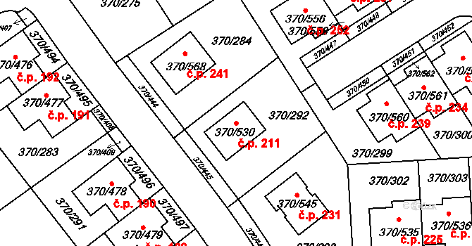 Cholupice 211, Praha na parcele st. 370/530 v KÚ Cholupice, Katastrální mapa