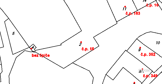 Vnorovy 15 na parcele st. 2 v KÚ Vnorovy, Katastrální mapa
