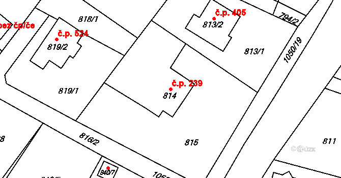 Krmelín 239 na parcele st. 814 v KÚ Krmelín, Katastrální mapa