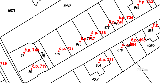 Lomnice nad Popelkou 737 na parcele st. 675 v KÚ Lomnice nad Popelkou, Katastrální mapa