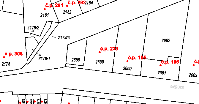 Mimoň I 239, Mimoň na parcele st. 2659 v KÚ Mimoň, Katastrální mapa