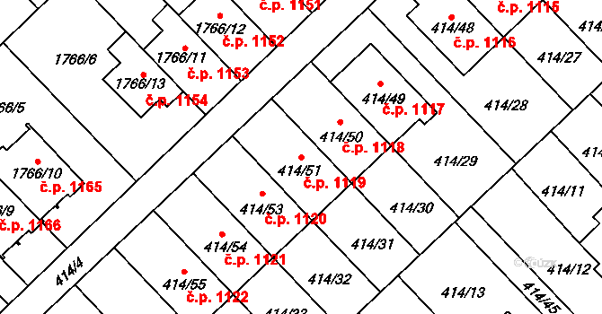 Poruba 1119, Orlová na parcele st. 414/51 v KÚ Poruba u Orlové, Katastrální mapa