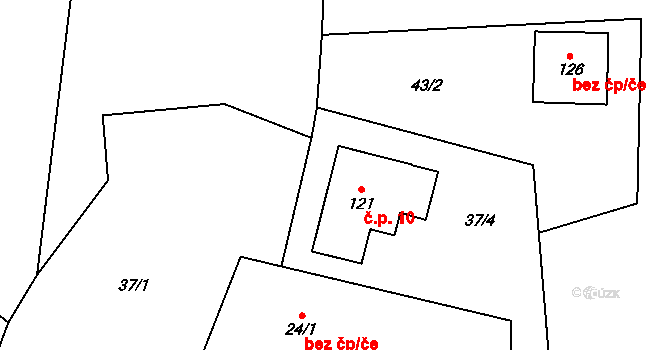 Zboží 10, Úbislavice na parcele st. 121 v KÚ Zboží u Nové Paky, Katastrální mapa