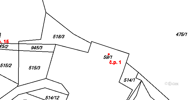 Libín 1, Šárovcova Lhota na parcele st. 59/1 v KÚ Šárovcova Lhota, Katastrální mapa