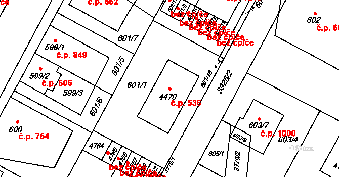 Žamberk 536 na parcele st. 4470 v KÚ Žamberk, Katastrální mapa