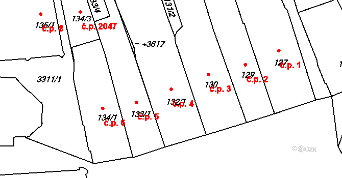 Pelhřimov 4 na parcele st. 132/1 v KÚ Pelhřimov, Katastrální mapa