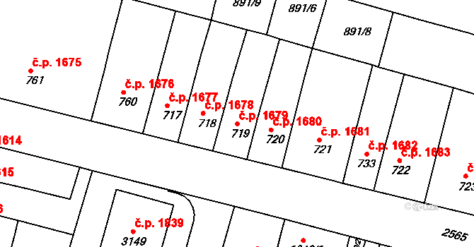 Nový Bydžov 1679 na parcele st. 719 v KÚ Nový Bydžov, Katastrální mapa