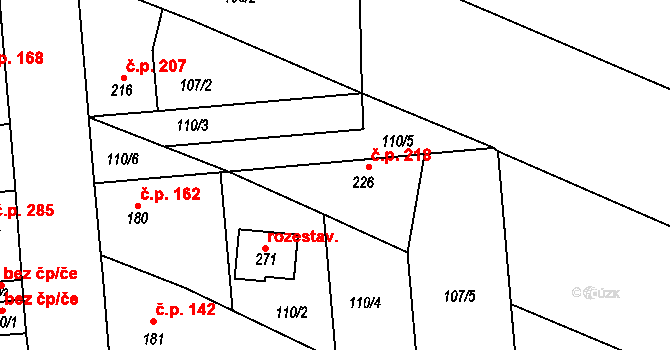 Dobřichov 218 na parcele st. 226 v KÚ Dobřichov, Katastrální mapa