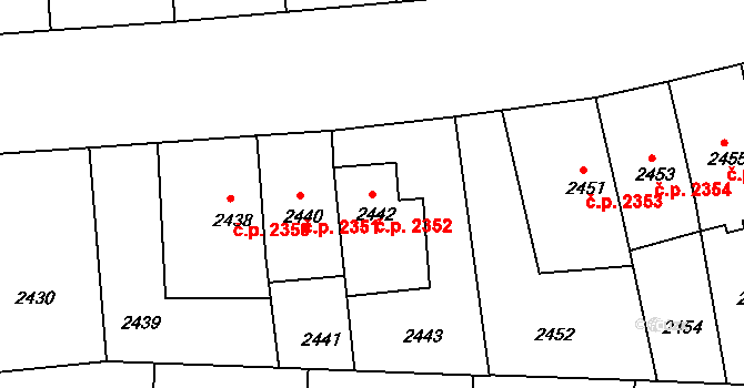 Žižkov 2352, Praha na parcele st. 2442 v KÚ Žižkov, Katastrální mapa