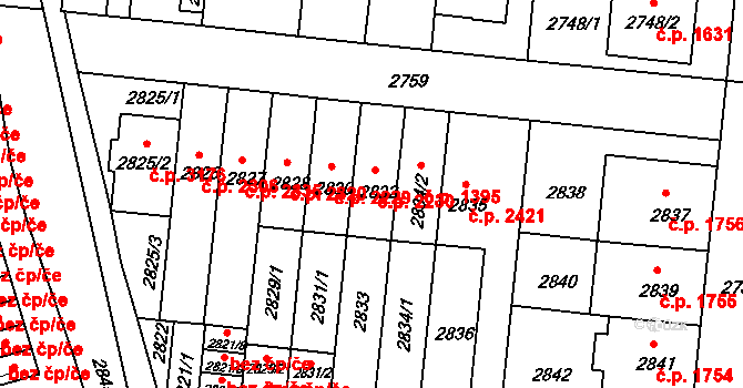 Záběhlice 2230, Praha na parcele st. 2832 v KÚ Záběhlice, Katastrální mapa