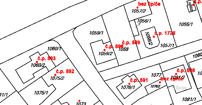 Řepy 590, Praha na parcele st. 1059/2 v KÚ Řepy, Katastrální mapa