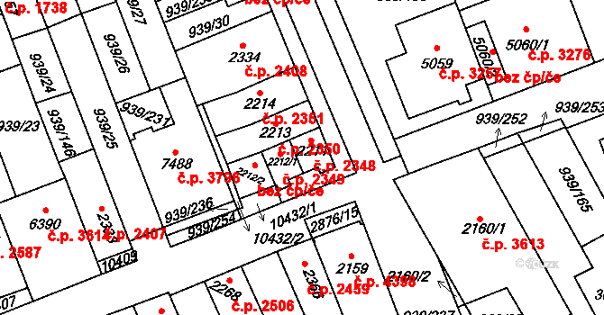 Hodonín 2348 na parcele st. 2211 v KÚ Hodonín, Katastrální mapa