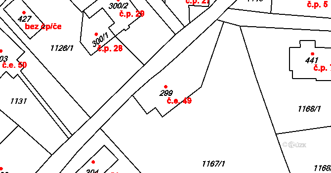 Polesí 49, Rynoltice na parcele st. 299 v KÚ Polesí u Rynoltic, Katastrální mapa