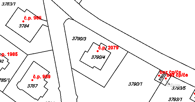 Předměstí 2079, Litoměřice na parcele st. 3790/4 v KÚ Litoměřice, Katastrální mapa