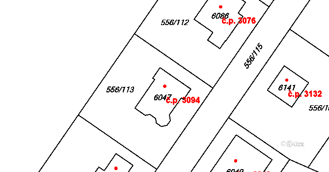 Šumperk 3094 na parcele st. 6047 v KÚ Šumperk, Katastrální mapa