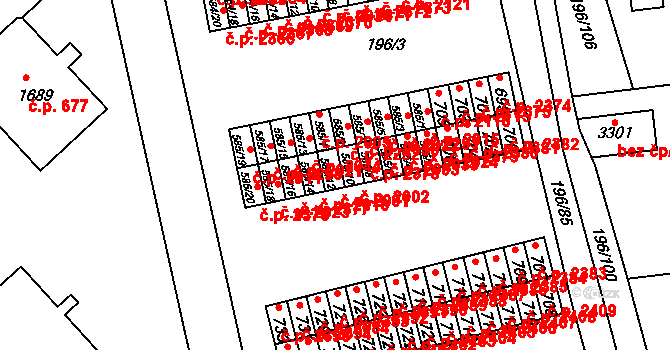 Sezimovo Ústí 2001 na parcele st. 585/12 v KÚ Sezimovo Ústí, Katastrální mapa