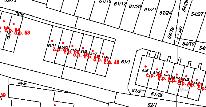 Poláky 46, Chbany na parcele st. 61/6 v KÚ Poláky, Katastrální mapa