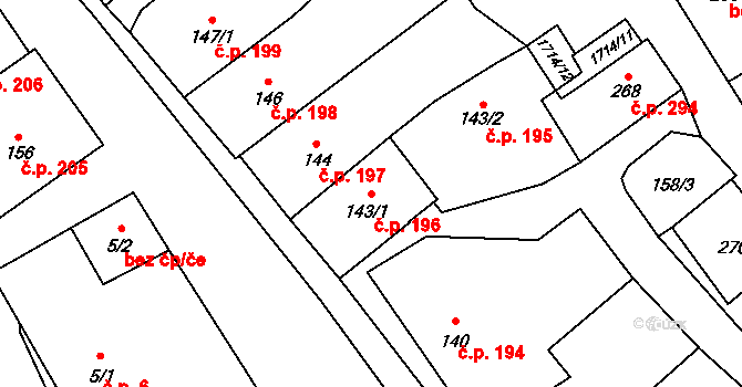 Vrchlabí 196 na parcele st. 143/1 v KÚ Vrchlabí, Katastrální mapa