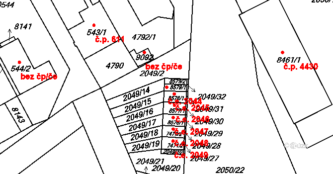 Hodonín 2044 na parcele st. 8579/1 v KÚ Hodonín, Katastrální mapa