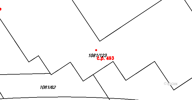 Slavonín 493, Olomouc na parcele st. 1081/123 v KÚ Slavonín, Katastrální mapa