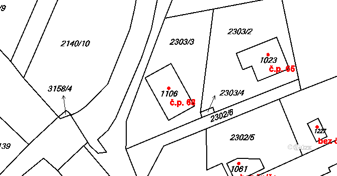 Nespeky 68 na parcele st. 1106 v KÚ Nespeky, Katastrální mapa