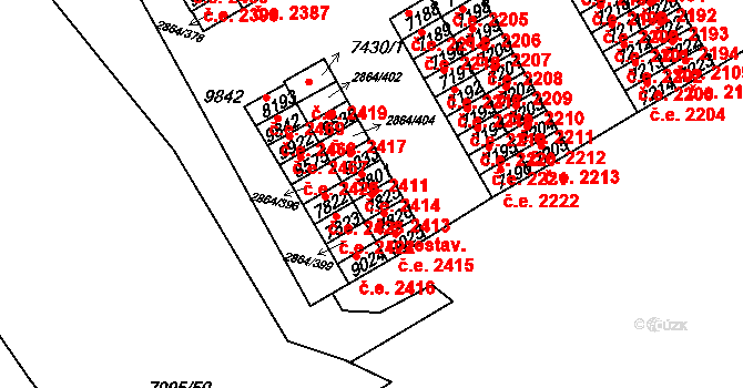 Hodonín 2413 na parcele st. 7825 v KÚ Hodonín, Katastrální mapa